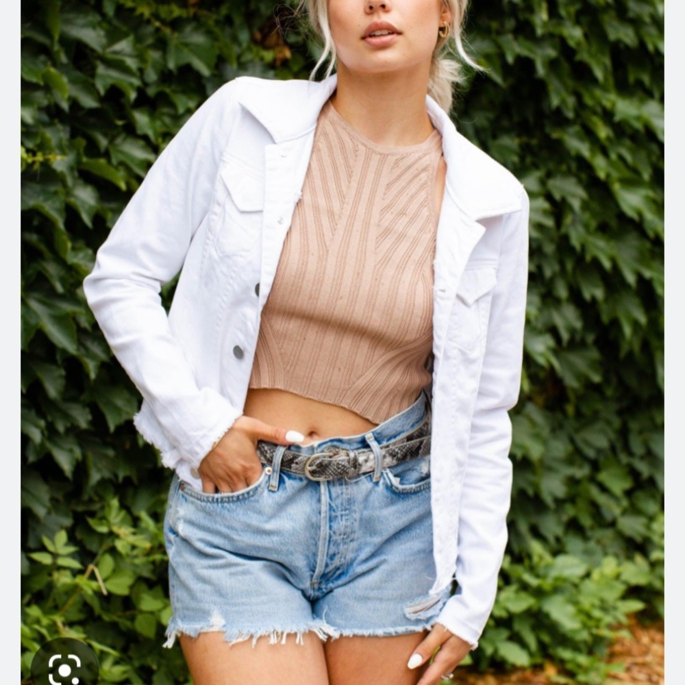 STACY BRADLEY White Denim Jacket